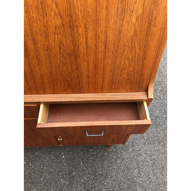 Vintage Scandinavian secretary desk with sycamore interior, 1960