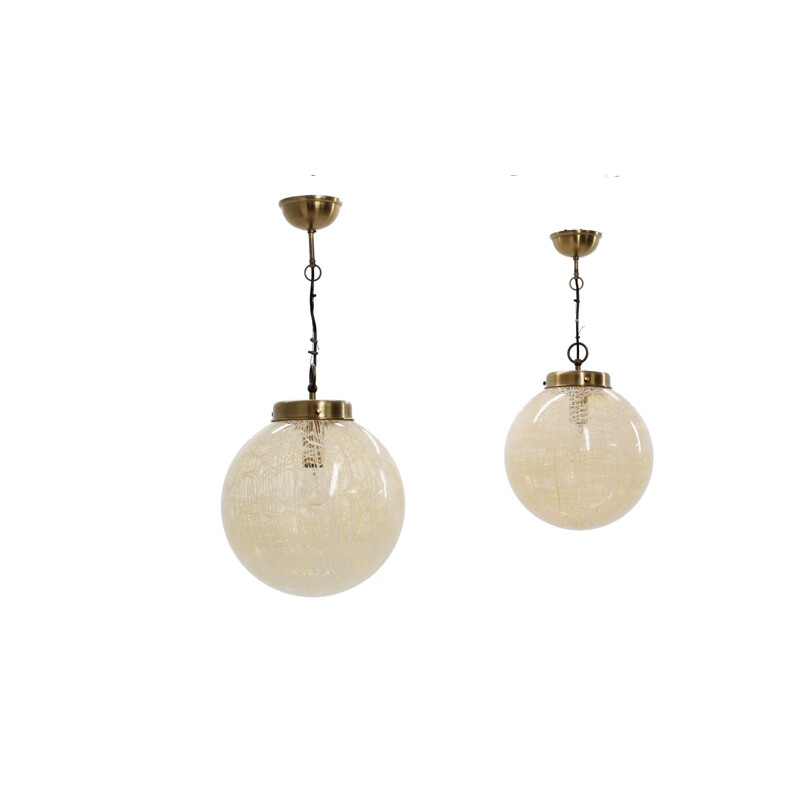 Vintage pair of globe hanging lamps by La Murrina, 1970s