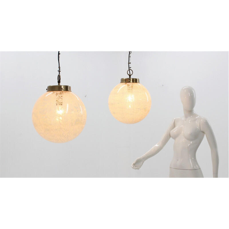 Vintage pair of globe hanging lamps by La Murrina, 1970s