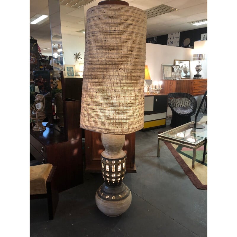 Georges Pelletier vintage glazed ceramic floor lamp 