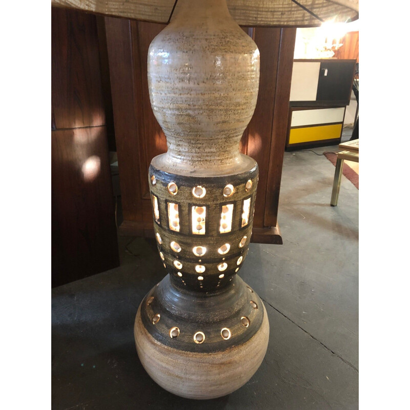 Georges Pelletier vintage glazed ceramic floor lamp 