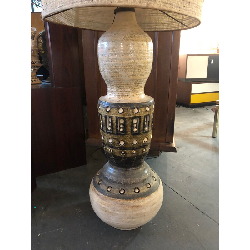 Georges Pelletier vintage glazed ceramic floor lamp 