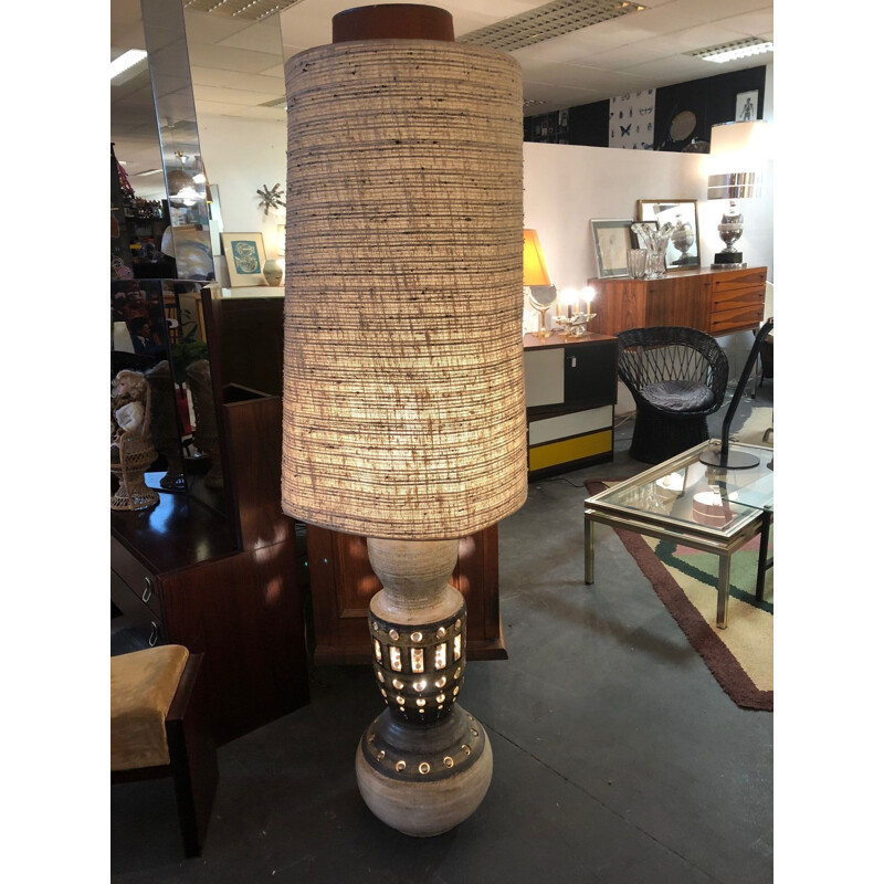 Georges Pelletier vintage glazed ceramic floor lamp 