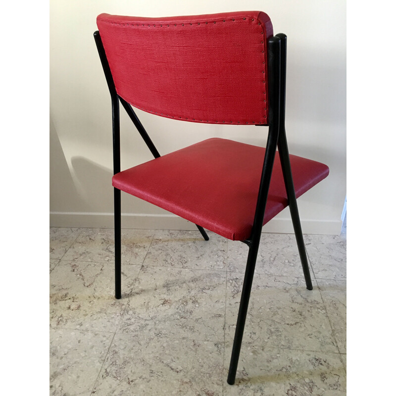 Chaise vintage rouge et noire