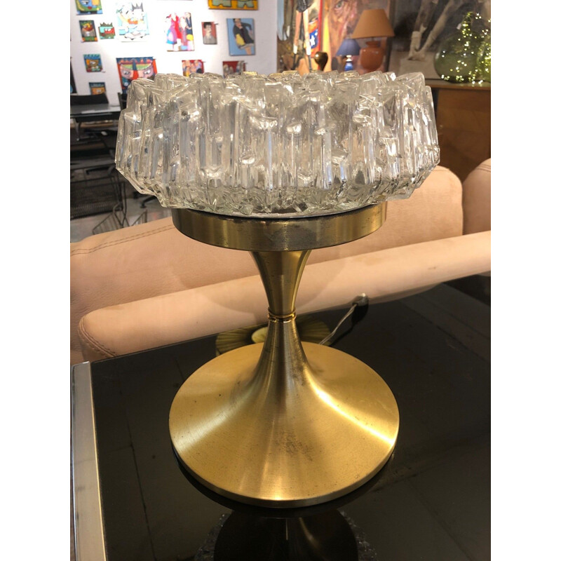 Vintage arlus lamp in glass and brass 