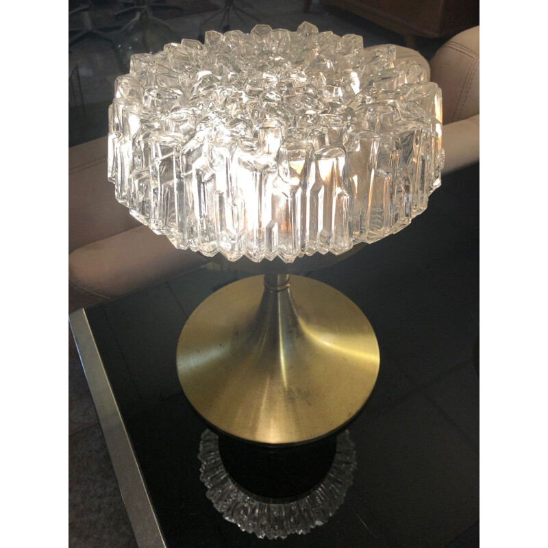 Vintage arlus lamp in glass and brass 