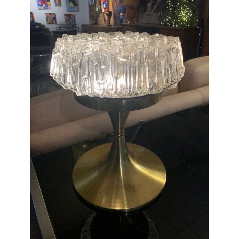 Lampe arlus vintage en verre et laiton 