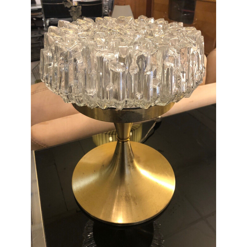 Vintage arlus lamp in glas en messing