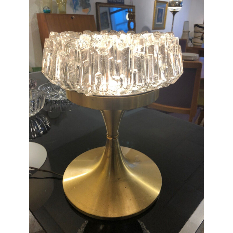 Vintage arlus Lampe aus Glas und Messing