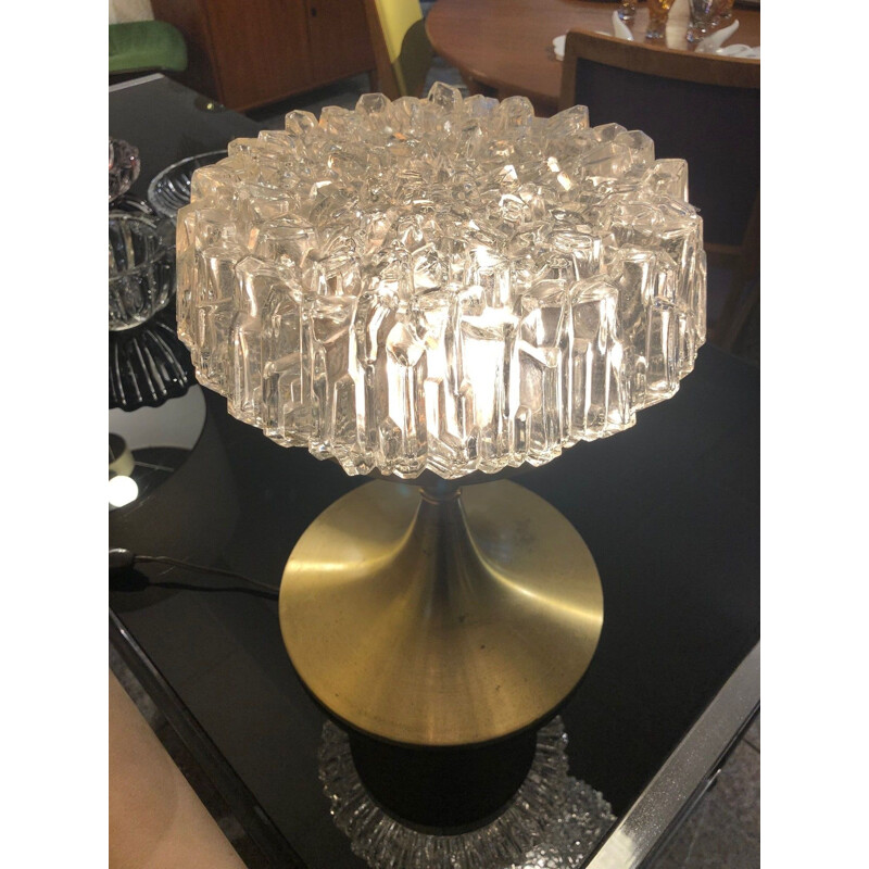 Vintage arlus lamp in glass and brass 