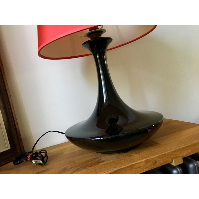 Vintage black and red ceramic lamp