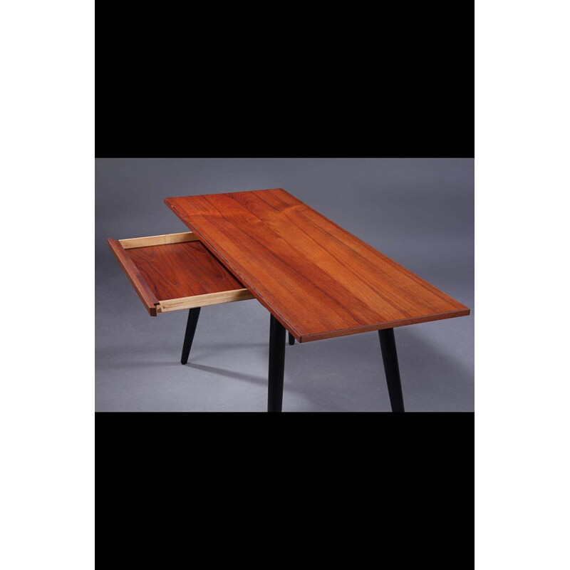 Scandinavian desk in teak and black legs, Erik ANDERSEN - 1970s