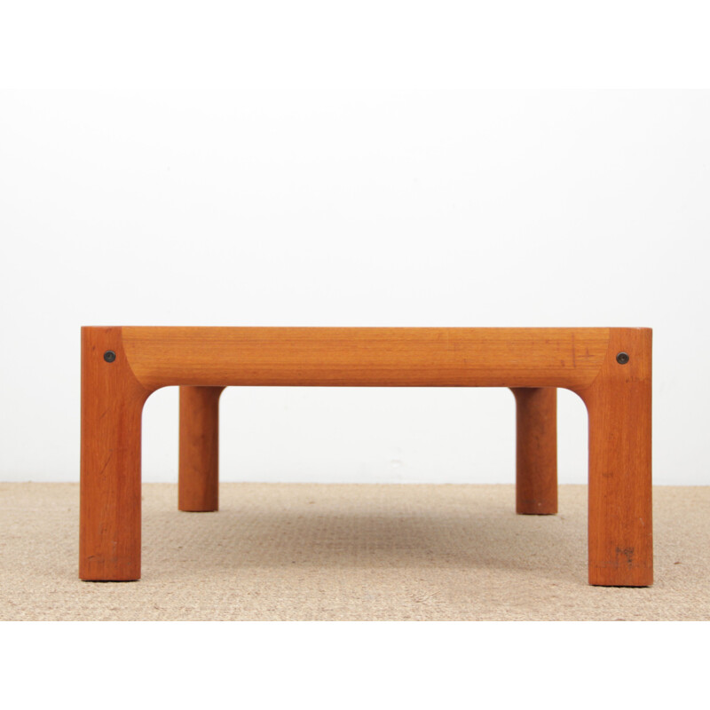 Scandinavian vintage coffee table in teak and black glass