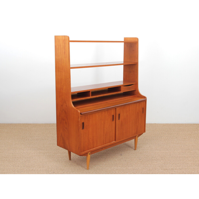 Secretaire-bibliotheque vintage scandinave en teck