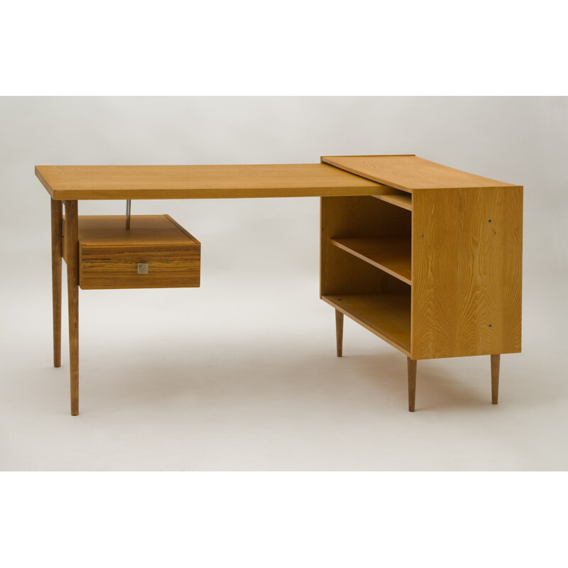 Český Nábytek work desk with storage in beechwood and birch - 1960s