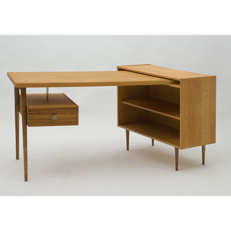 Český Nábytek work desk with storage in beechwood and birch - 1960s