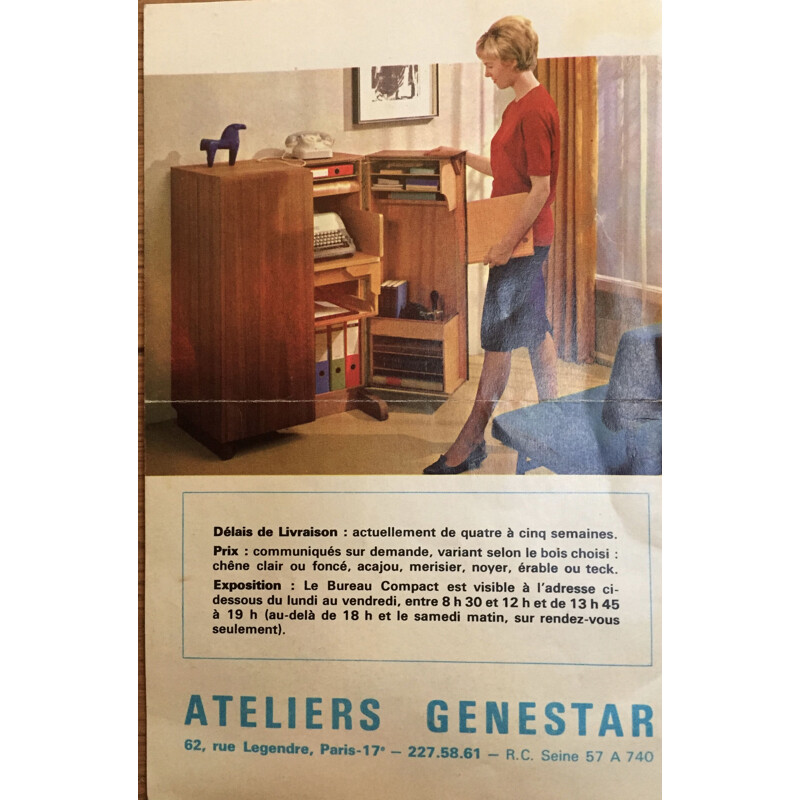 Bureau compact vintage Genestar Paris, 1960
