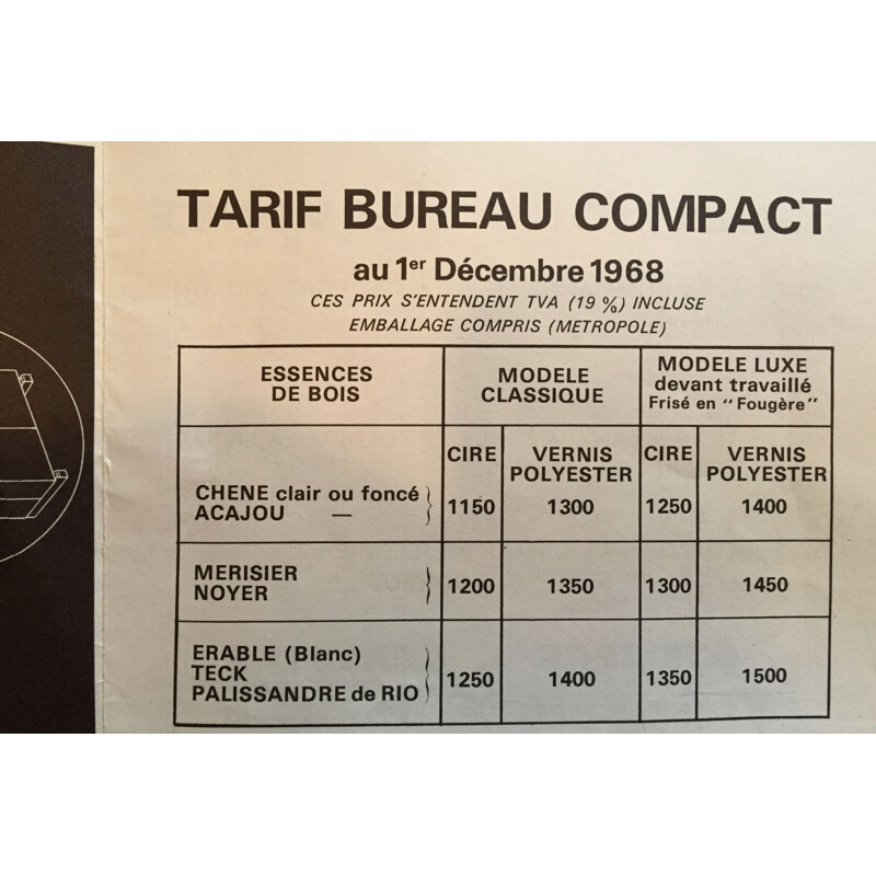 Vintage compact desk Genestar Paris, 1960