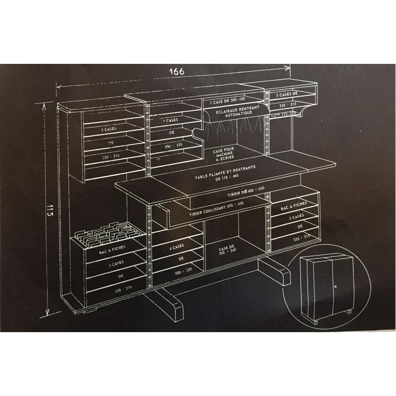 Vintage compact desk Genestar Paris, 1960