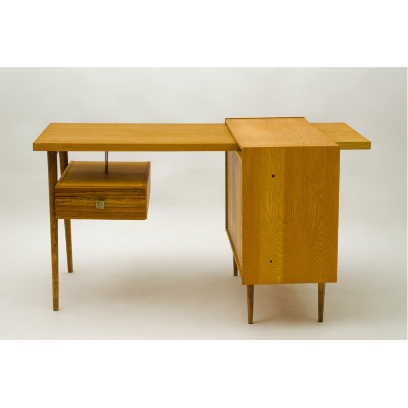 Český Nábytek work desk with storage in beechwood and birch - 1960s