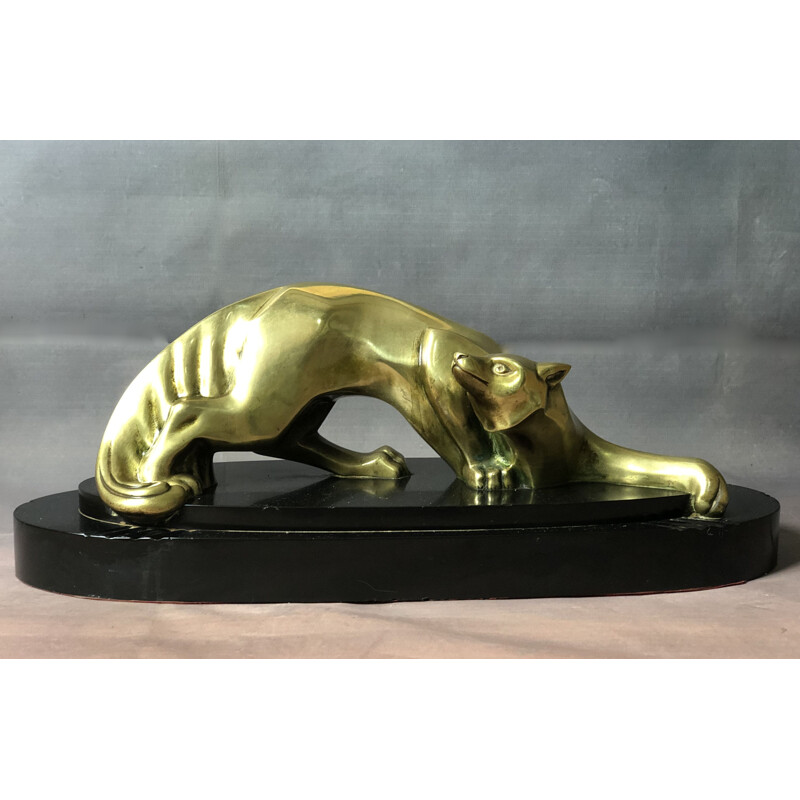 Vintage Art Deco bronze "Le renard" on marble base 1930