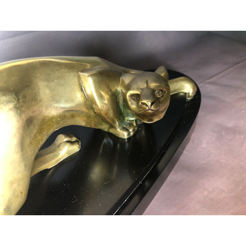 Vintage Art Deco bronze "Le renard" on marble base 1930