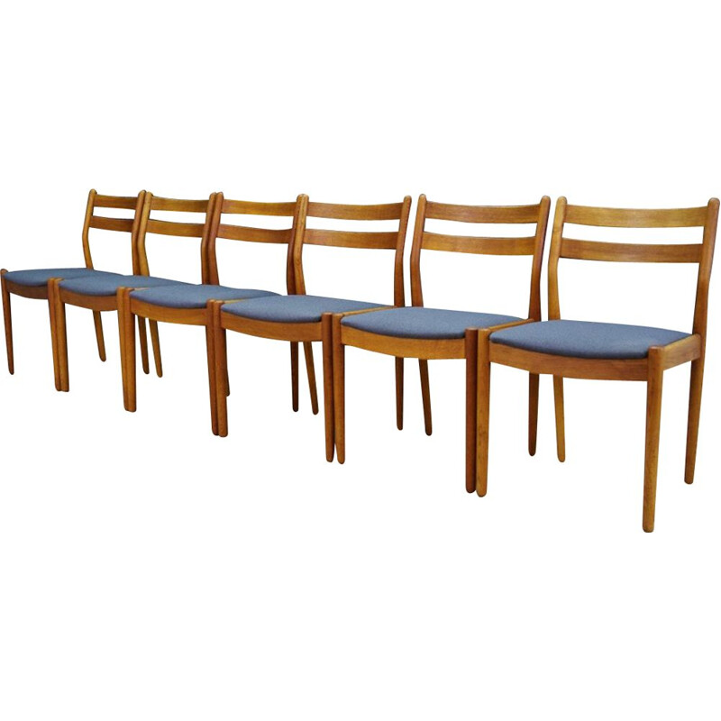 Set of 6 teak vintage chairs by Poul M. Volther, 1960s