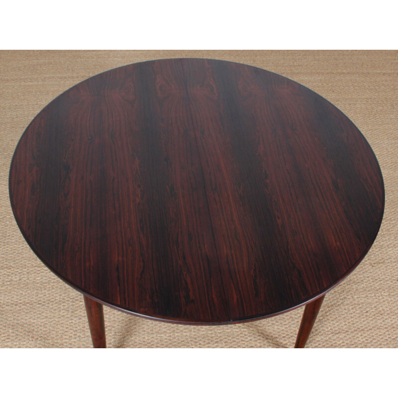 Vintage Scandinavian round dining table in Rio rosewood