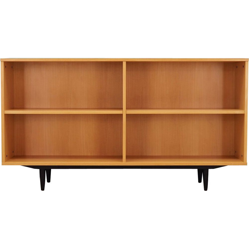 Vintage long bookcase in beech wood, 1960-70s