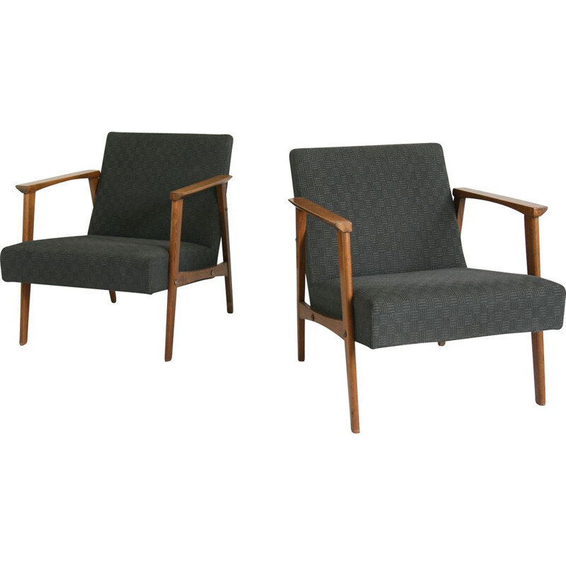 Pair of vintage black lounge chair, 1950s