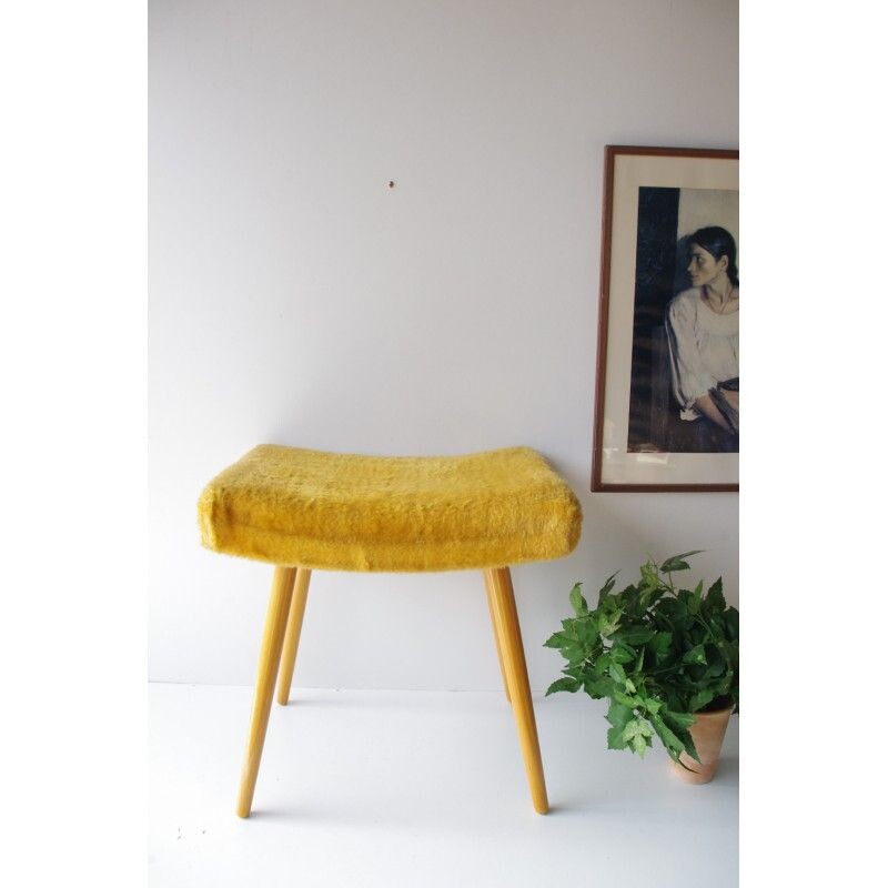 Vintage yellow Stool 1960s 