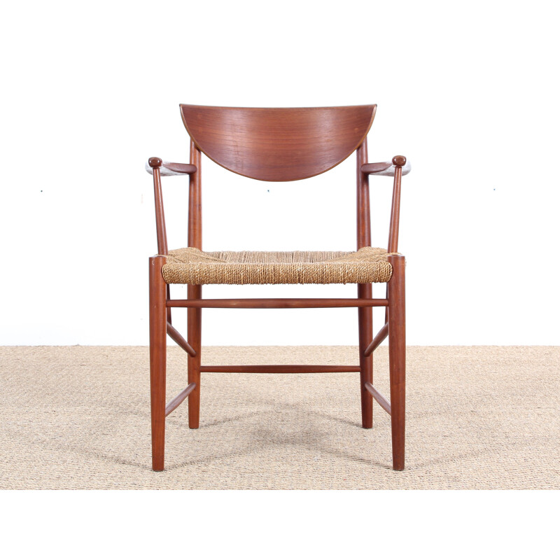 Paar vintage scandinavische teakhouten fauteuils model 317 van Peter Hvidt