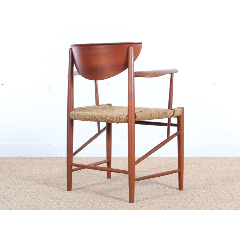 Paar vintage scandinavische teakhouten fauteuils model 317 van Peter Hvidt