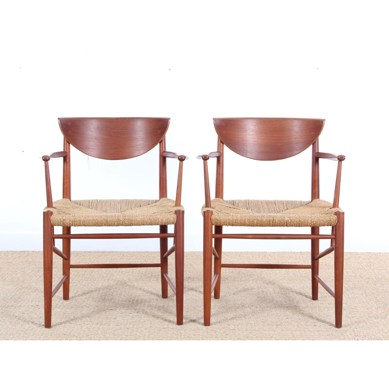 Pareja de sillones escandinavos vintage de teca modelo 317 de Peter Hvidt