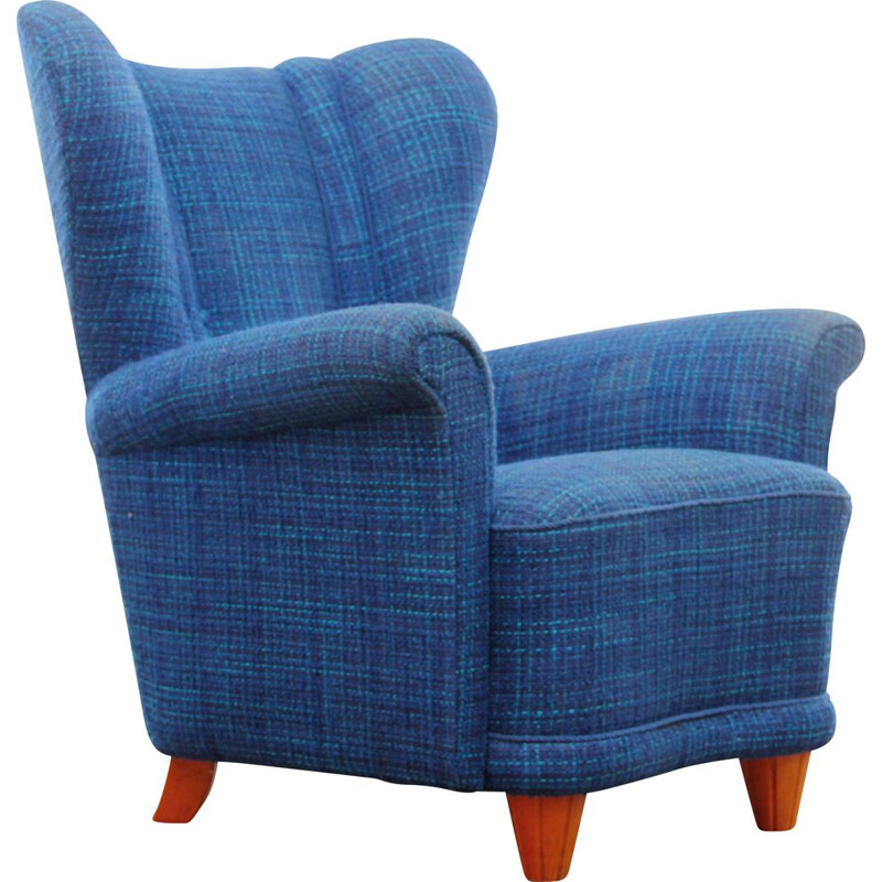 Fauteuil vintage scandinave bleu, 1950