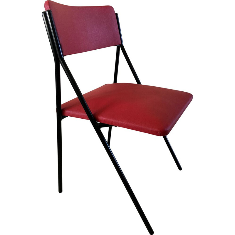 Chaise vintage rouge et noire