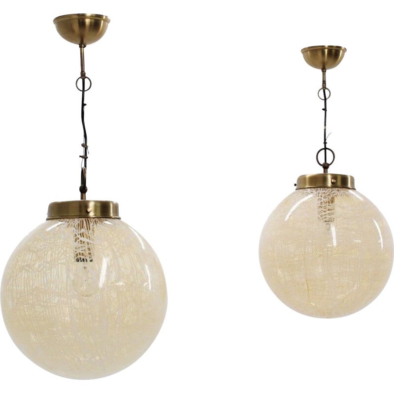 Vintage pair of globe hanging lamps by La Murrina, 1970s