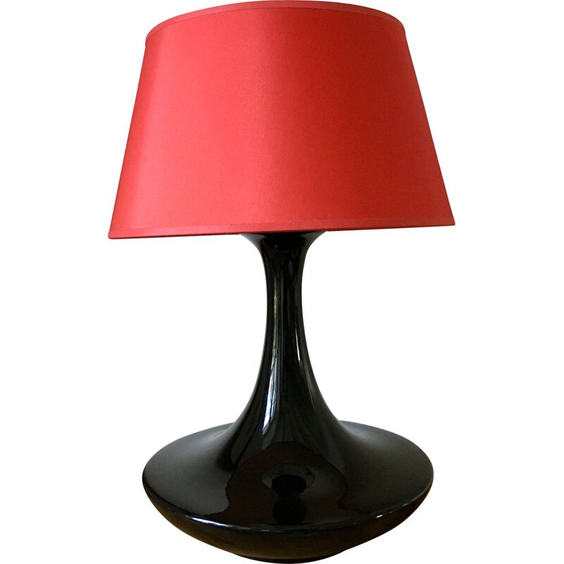 Lampe vintage en céramique noire et rouge