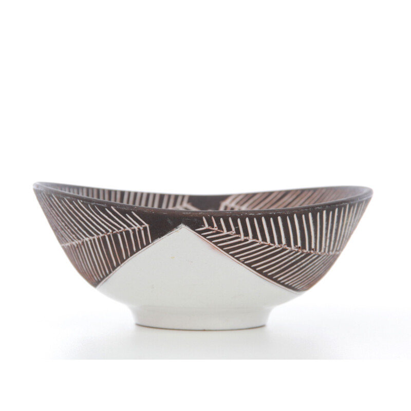 Vintage glazed stoneware bowl, Sweden