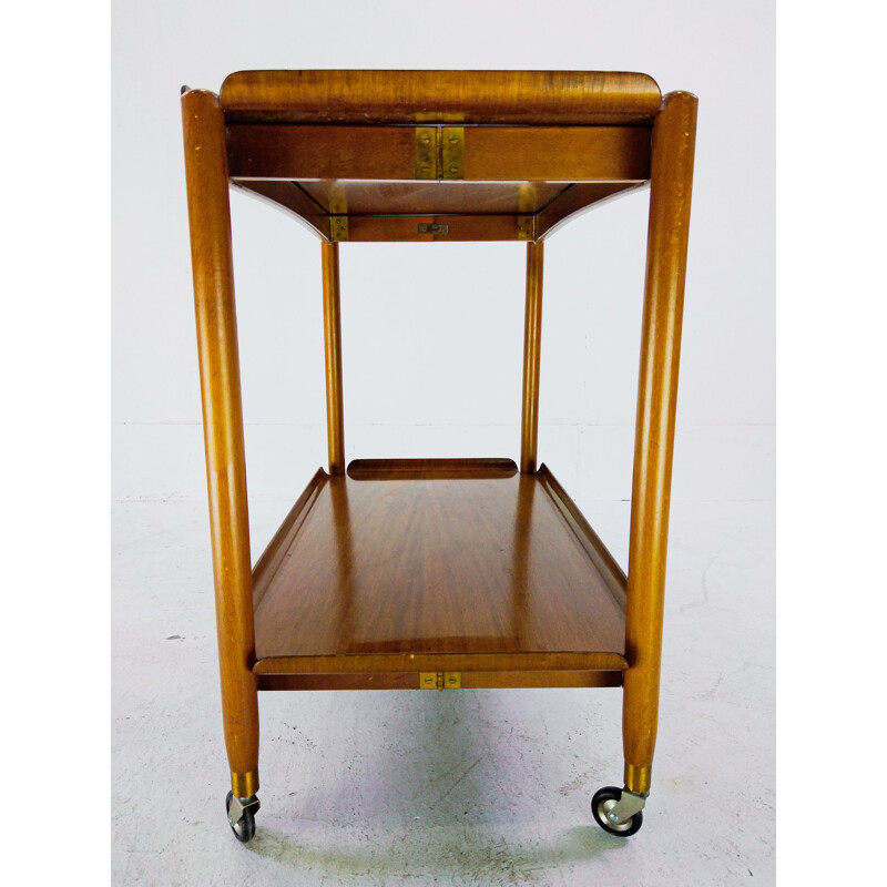 Vintage Danish Double Plate Serving Trolley in teak