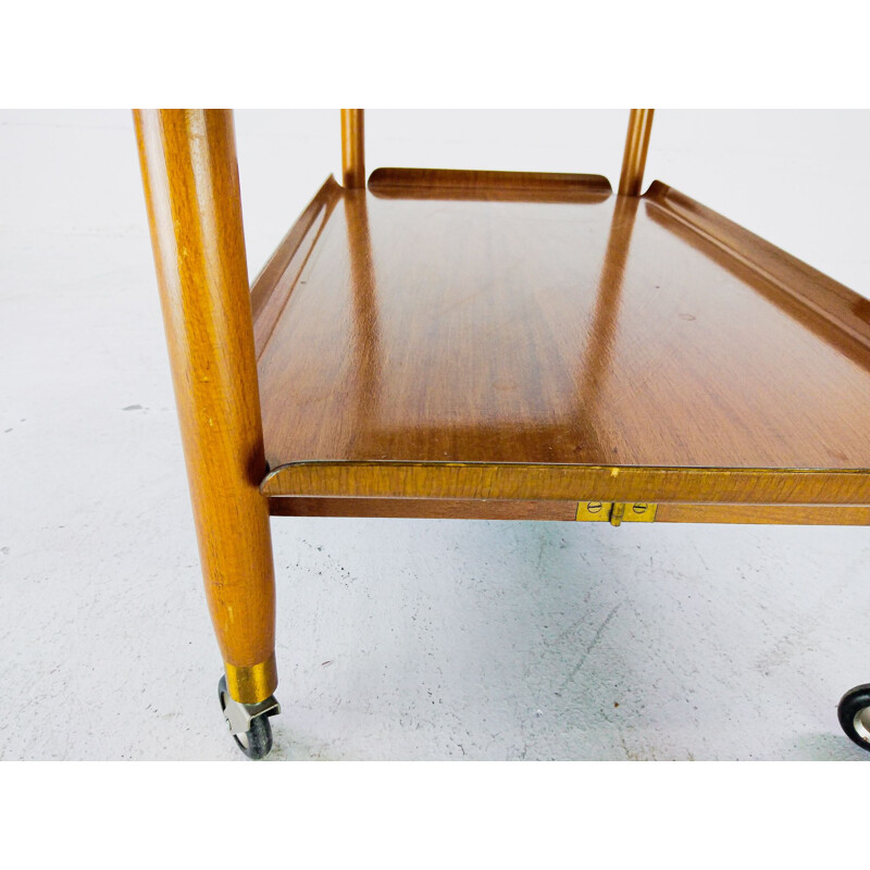 Vintage Danish Double Plate Serving Trolley in teak