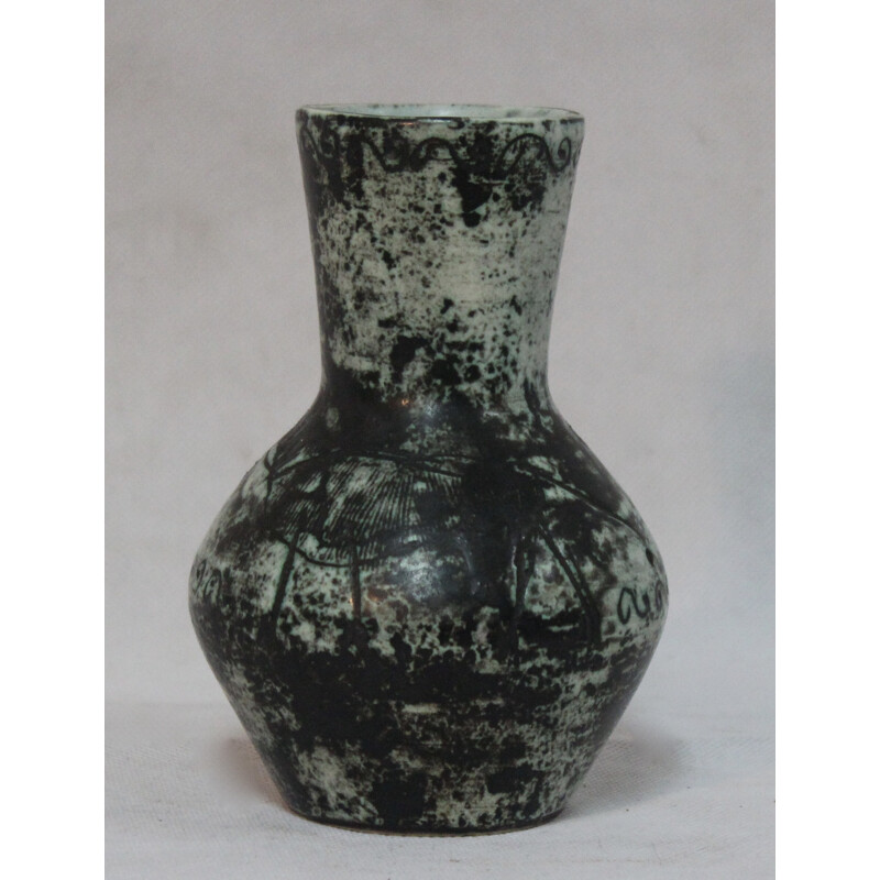Vase en céramique verte Paris, Jacques BLIN - 1950 