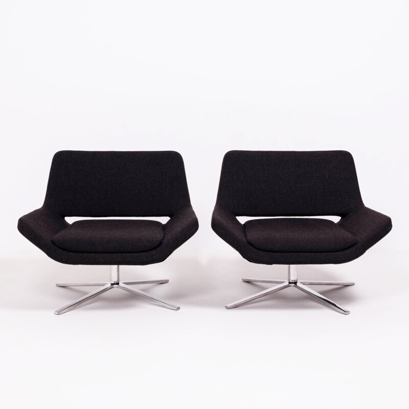 Paire de fauteuils Vintage Metropolitan en tissu gris de Jeffrey Bernett pour B&B Italia