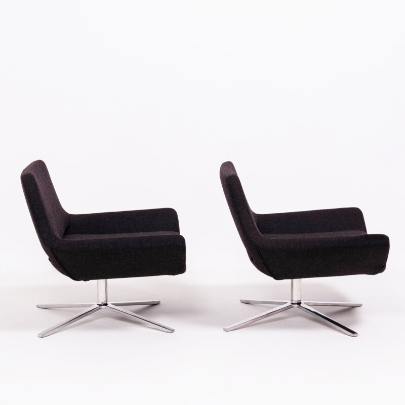 Paire de fauteuils Vintage Metropolitan en tissu gris de Jeffrey Bernett pour B&B Italia