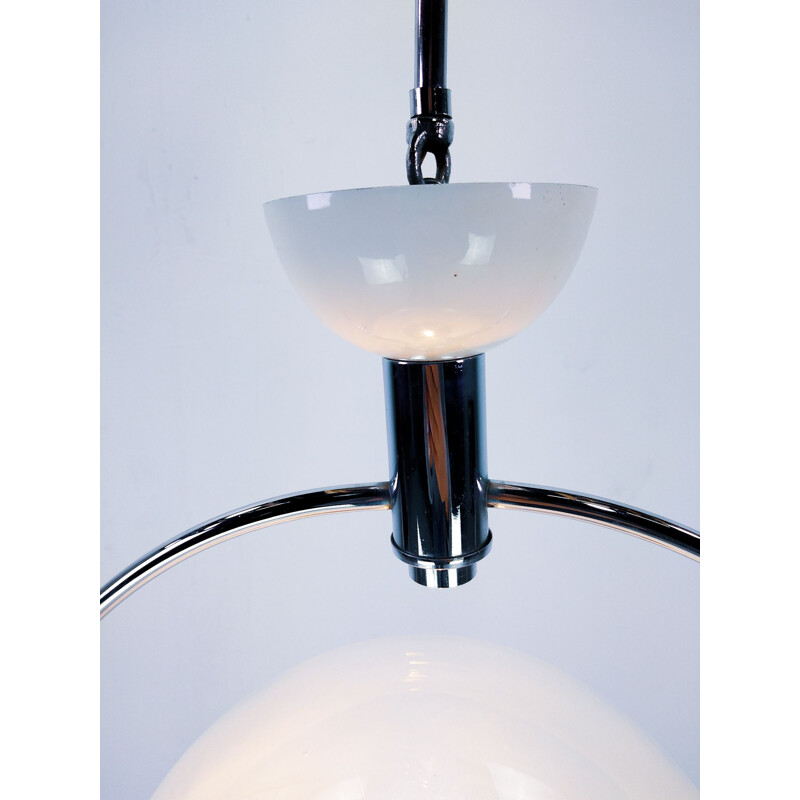 Vintage Large Italian Semi-Opalined Murano Glass hanging lamp