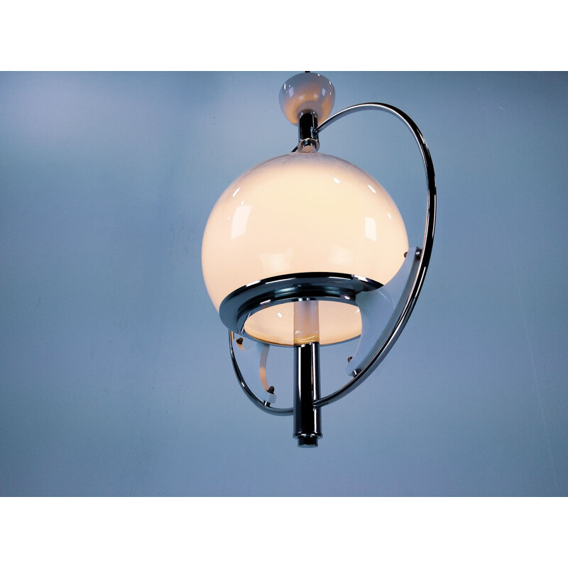 Vintage Large Italian Semi-Opalined Murano Glass hanging lamp