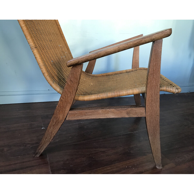 Vintage rattan armchair, 1950