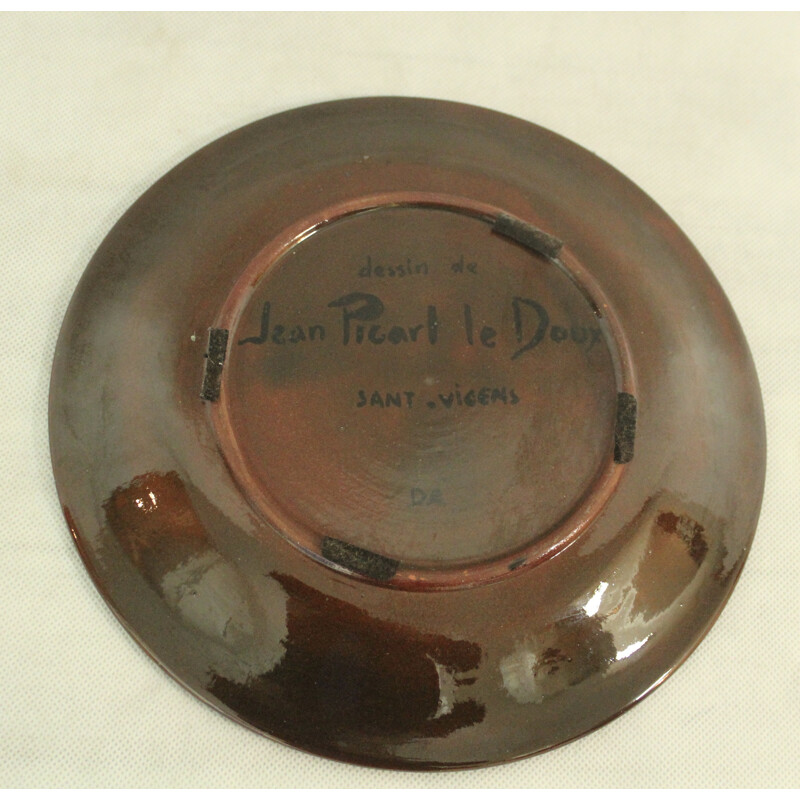 San Vicens plate in ceramic, Jean PICART LE DOUX - 1950