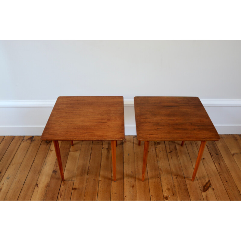 Pair of vintage teak coffee tables, 1960