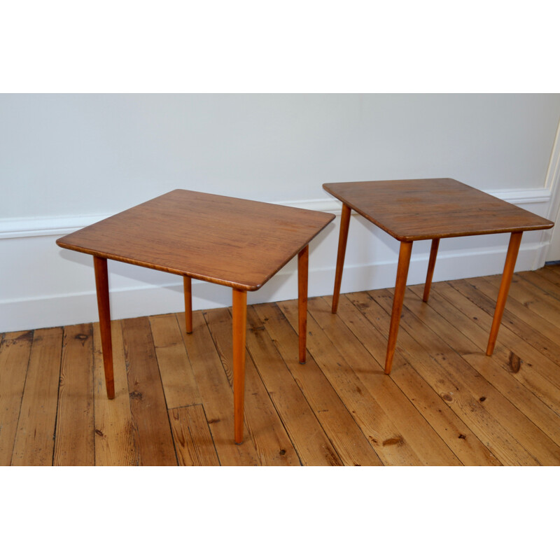 Pair of vintage teak coffee tables, 1960